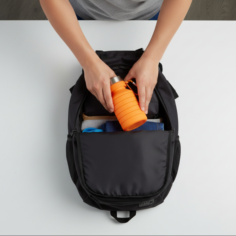 Botella de agua de silicona plegable