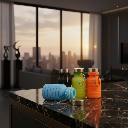 Botella de agua de silicona plegable